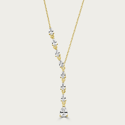The Graduated Dangling Pear Stone Necklace