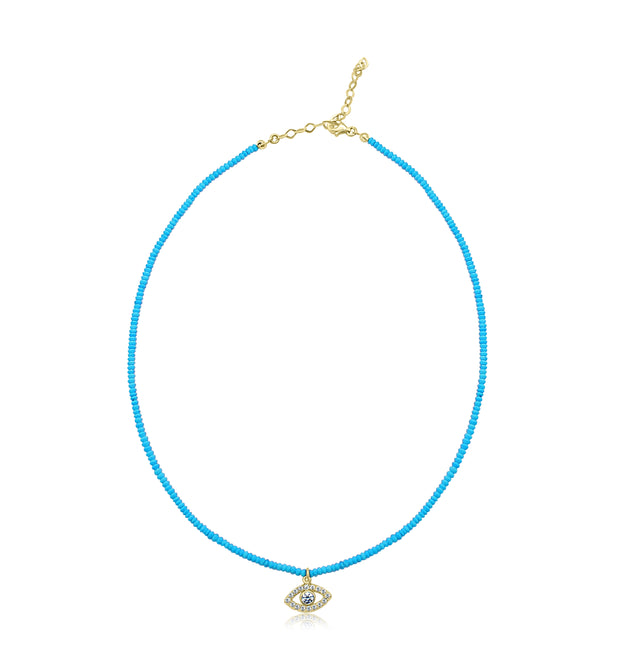 The Turquoise Bead Evil Eye Necklace