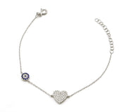 The Heart Bracelet with Evil Eye