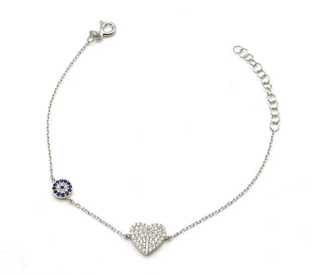 The Heart Bracelet with Evil Eye