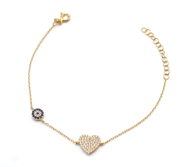 The Heart Bracelet with Evil Eye