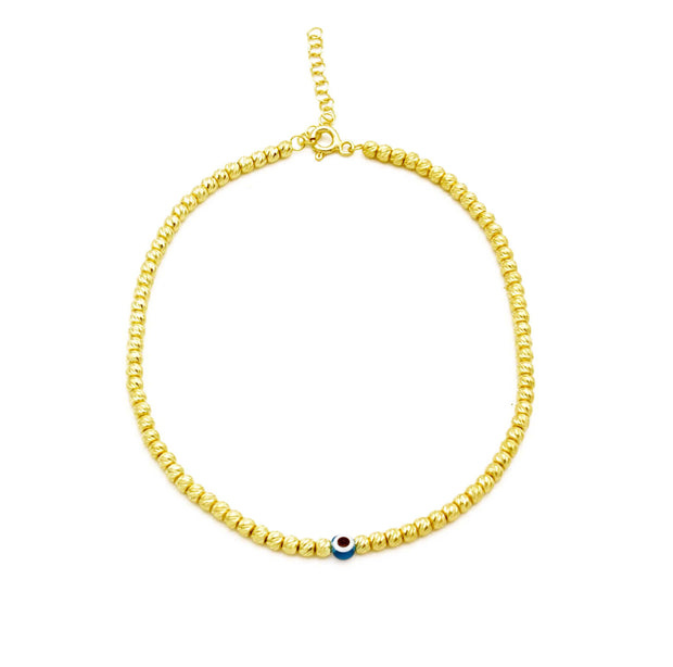 The Diamond Cut Beaded Evil Eye Anklet