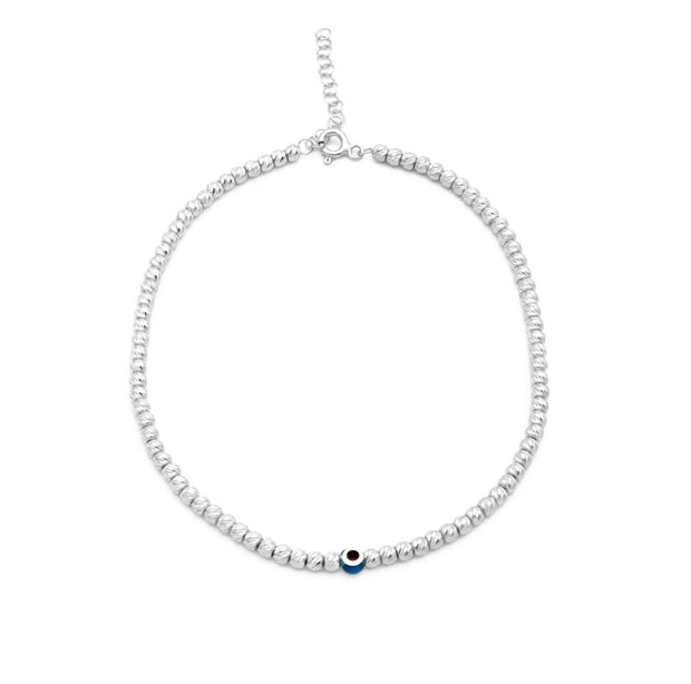 The Diamond Cut Beaded Evil Eye Anklet