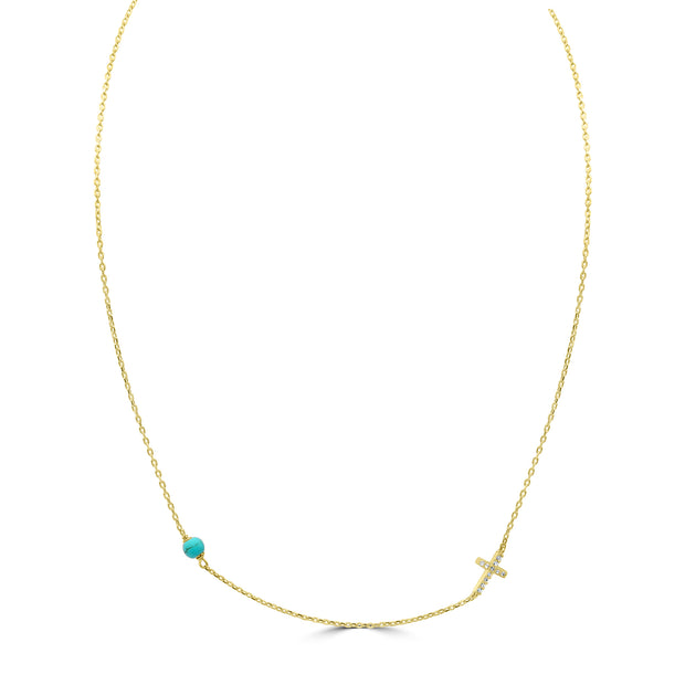 The Lucky Blue Bead and Cross Necklace
